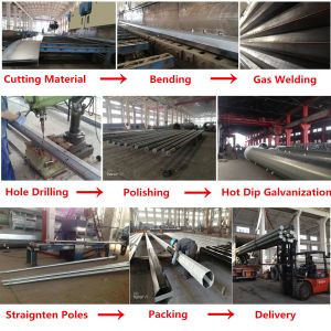 2 Segments Hot Dip Galvanizing Steel Pole with Slip Joint 100% compelete
