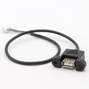 Custom Screw Locking Stud Female Panel Mount USB 2.0 Type A to JST XH PH SH