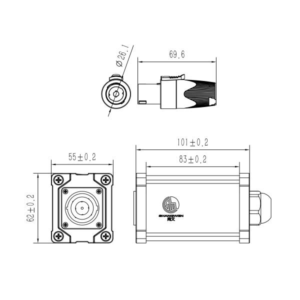 4 Channel 4 Pin Female Connector Electrical Glass Reinforced OEM OFC Loud Speaker Cable with Speakon Junction Box