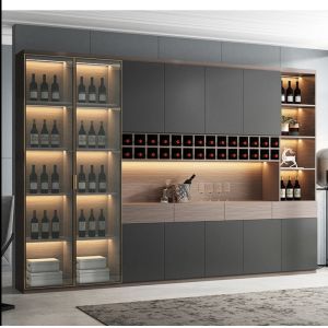 Melamine HDF Living Room Display Cabinet Modern Wine Cabient With LED Light
