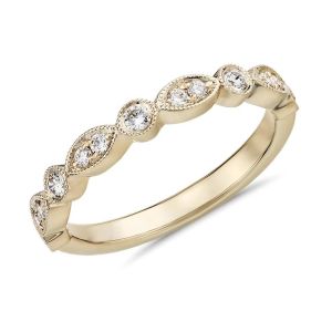 9K 0.13ct Gold And Diamond Stacking Rings 1.5MM witdth Round cut ODM