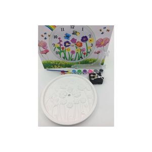 Flower Design Plaster Painting Arts And Crafts Toys With Real Clock Function