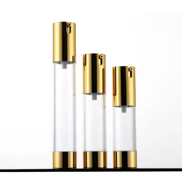 Gold Airless Cream Pump Bottle 15ml 30ml 40ml 50ml Airless Lotion Pump Bottles