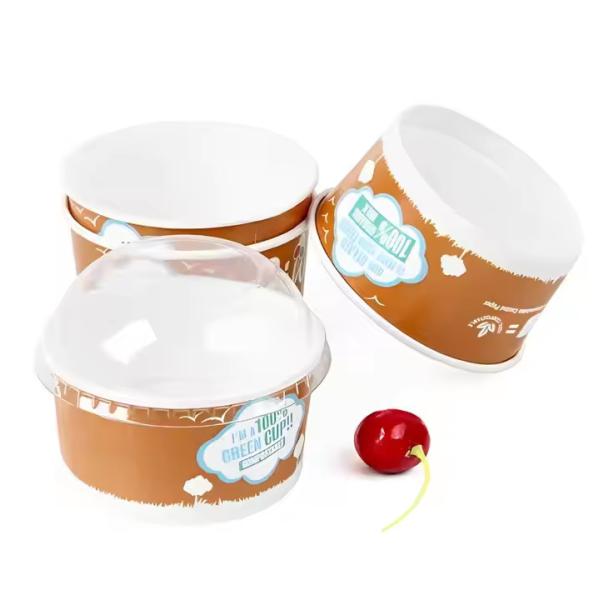 Quality 600ml Microwavable Disposable Bowls Cardboard Personalized Logo White Paper Ice Cream Cups wholesale