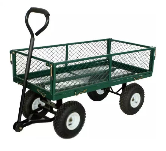 Quality Convenient Poly Pull Dump Green Liner Garden Cart Trolley Wagon for Tools wholesale