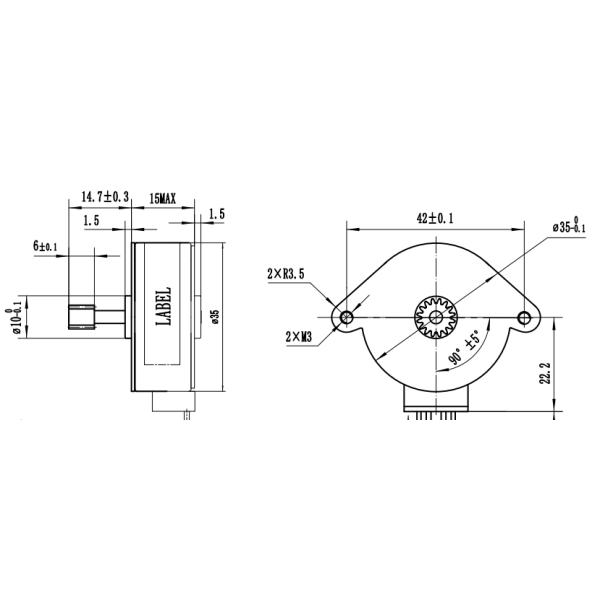 35mm 35BY412 Permanent Magnet Stepper Motor 7.5 Degree 24V Stepper Motor 15mm Thickness