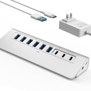 Cheap Aluminum Alloy ABS Housing USB-C Hub Multiport Adapter with Ethernet Cable and Type Switch Function for sale