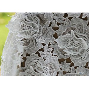 Cheap White Water Woluble French Polyester Guipure Lace Fabric With 3D Flower Design for sale