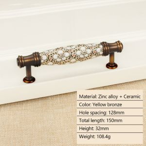 Flower Ceramic Retro Decorative Cupboard Door Handles