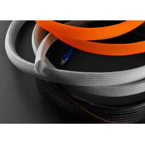 Black PET Expandable Braided Sleeving Wear Resistant For Data / Signal Line
