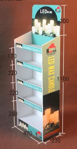 Multi Tier Retail Cardboard Floor Displays,Candle product paper display rack, Withstand weight: 10lbs-20lbs