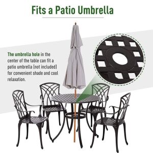 Modern Design Style Iron Frame Cast Aluminum Dining Furniture Set with Round