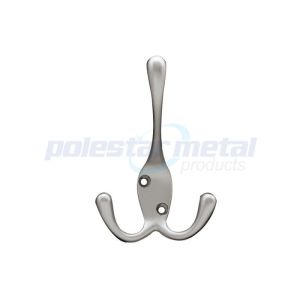 Hotel / Hospital Decorative Door Hardware Satin Nickel Robe Tri Hook 3-15/16