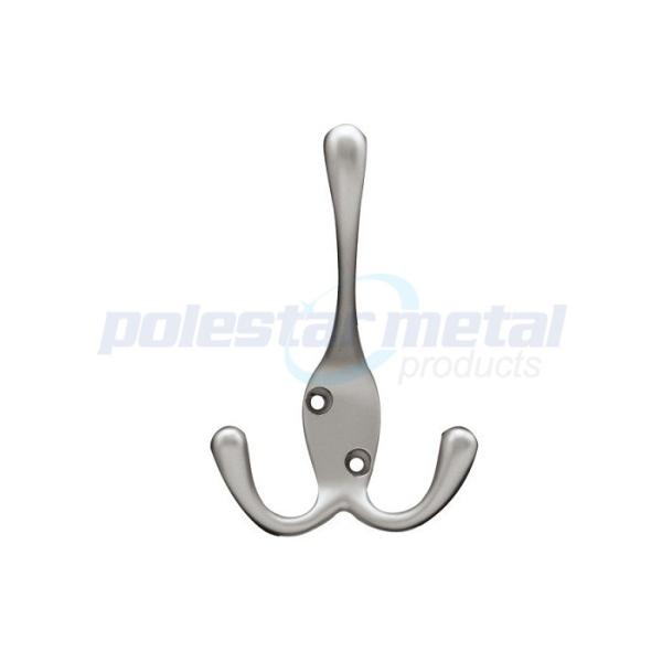 Quality Hotel / Hospital Decorative Door Hardware Satin Nickel Robe Tri Hook 3-15/16" wholesale