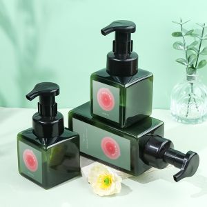 Square Colored Plastic Foam Pump Bottle with Press-On Foaming Pump Head for