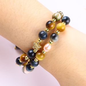 Unique 8MM With Dream Tiger Eye SunFlower Spinner Charm Blessing Crystal Double