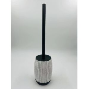 Cement Bathroom Accessories Set White With Black Print And Ribbed Vertical