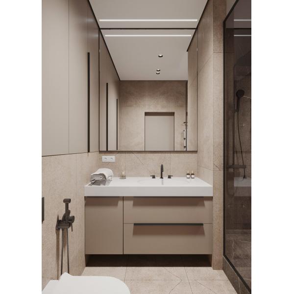Quality Customized Beige and White Bathroom Cabinet with Mouted-in Storage Cabinet wholesale