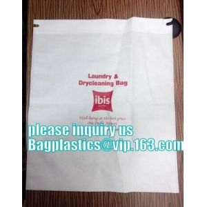 biodegradable Customized Poly Plastic Drawstring Hotel Laundry Bag, Hotel