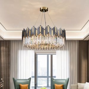Modern Luxury Crystal Chandelier Contemporary Flush Mount Ceiling Light Fixture