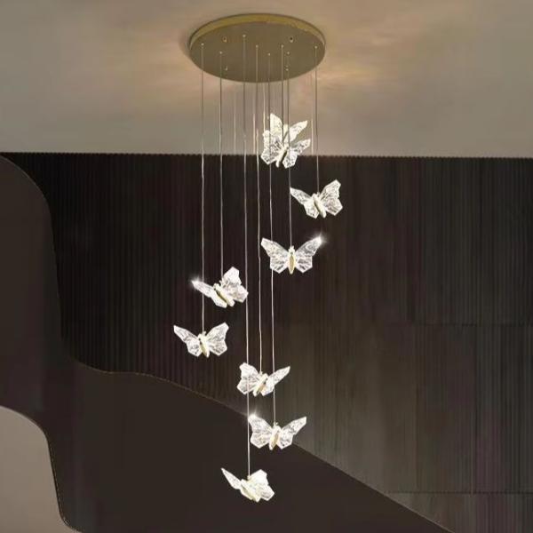 Quality Modern Simple Acrylic Transparent Butterfly Pendant Lamp Minimalist Multihead Hanging Design for Bedroom Bedside for Room wholesale