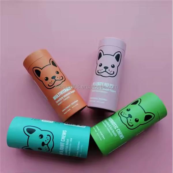 Quality Custom Printed Kraft Composite Paper Can PET Dog Cat Treats Food Paper Tube Packaging Plastic for Candy Craft Chocolate wholesale