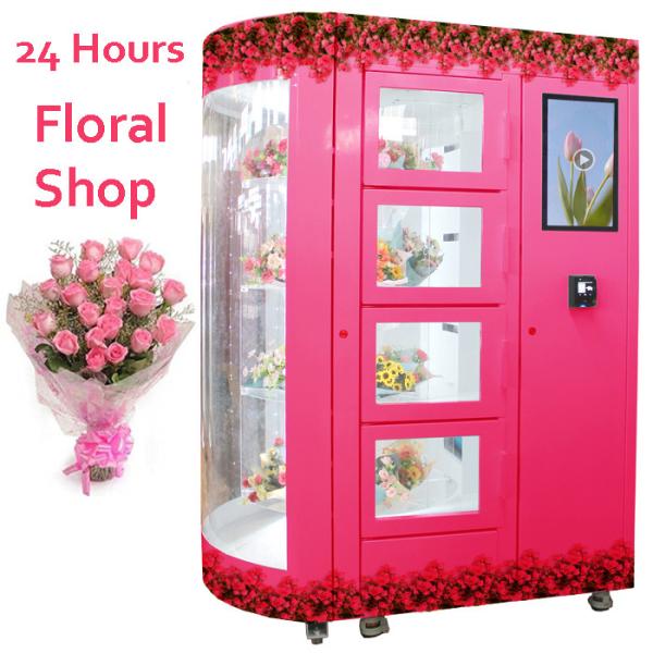 LED Lighting Rotating Bouquet Flower Vending Machine 24 Hours Smart Locker