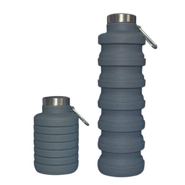 New Item Custom Logo 700ml Drink Bottle Black Silicone Water Bottle Collapsible