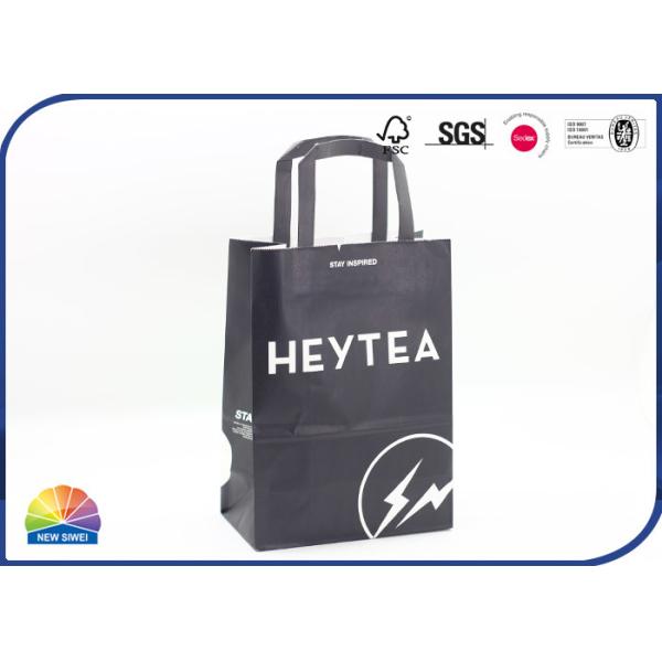 Quality 200gsm Customized 4C Print Kraft Paper Shopping Bags Gloss Varnishing With Handle wholesale