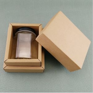 Custom design plain kraft brown paper with lid for bottle packaging