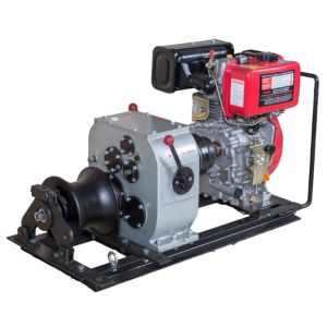 Air cooled diesel engine winch 3 ton fast speed cable pulling machine for