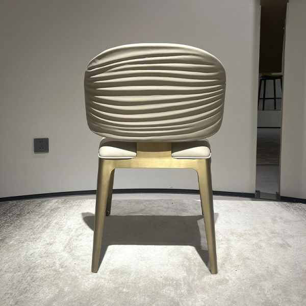 Home Furniture Dining Room Set Featuring Luxury Modern Italian Golden Metal Leg Leather Dining Chairs Minimalist Design