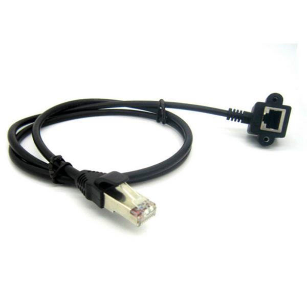 Gold Plated Network Data Cable 90 Degree Female Mount Panel With Screw Cable