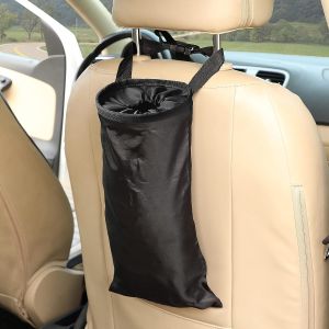 Car Trash Bag Hanging with Elastic Opening & Easy Mount | Auto Garbage Can with