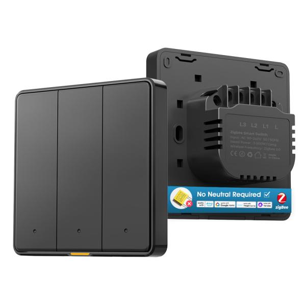 Quality Zigbee Smart Wall Switch No Neutral Wire, No Capacitor Needed, Timing, Voice Control, Tuya App, Alexa & Google Home Compatible wholesale