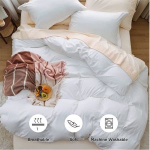 Polyester Filling Washable Bedding Set with Solid Pattern Type and Zipper