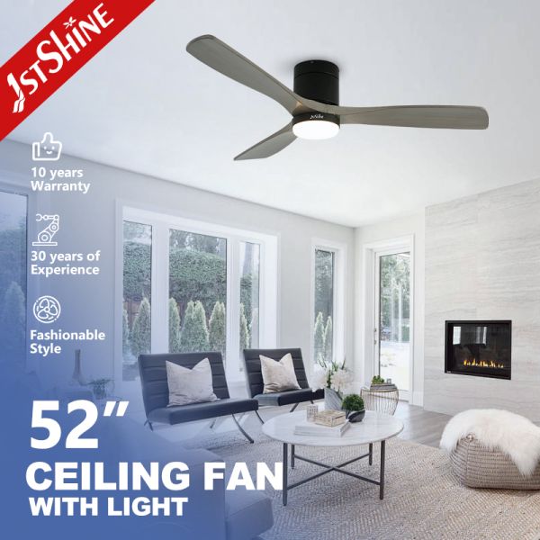 Quality 52'' Flush Mount Ceiling Fan With Light And Remote , 2-in-1 Design Solid Wood Blade Ceiling Fan wholesale