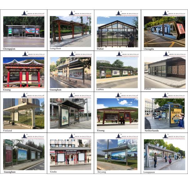 Trash Bin Mounted 130mm W1600mm Modern Bus Shelter