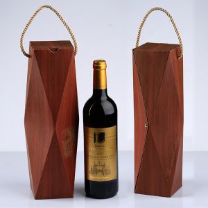 Shaped single stick red wine box, portable gift box, wood grain paper wine
