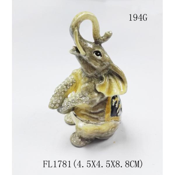 Hot sale elephant box elephant metal trinket box pewter elephant jewelry box for