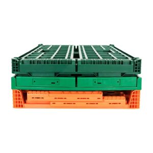 Custom Orange Mesh Style Foldable Stackable Plastic Crate for Agricultural