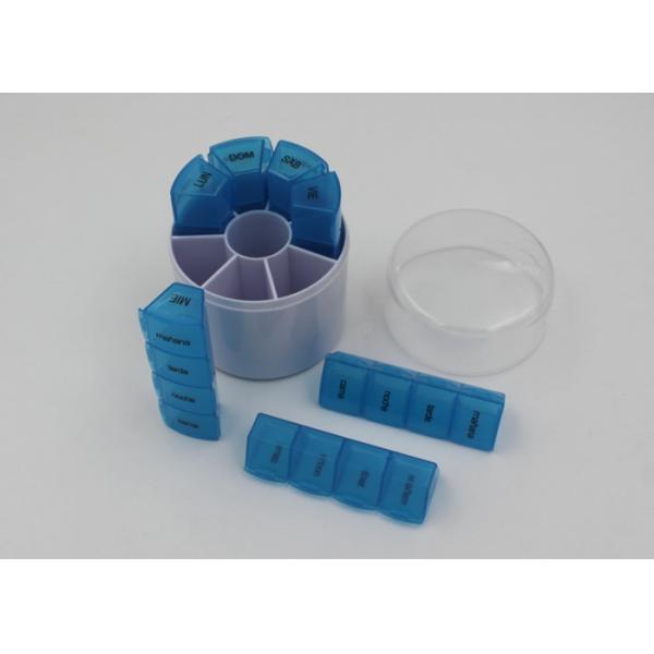 Quality Cylindrical Plastic Pill Box With Stamp Printing Logo / 28 Day Pill Organizer wholesale