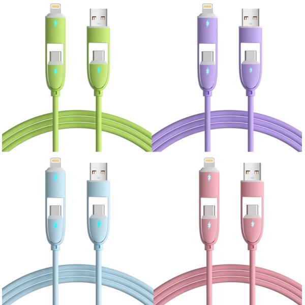 Multi Function Silicone 4 In 1 Charging Cable 60W Fast Charging USB Data Cable