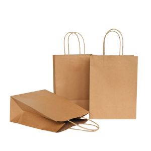 Compostable Reusable Kraft Paper Packaging Bags With Handles