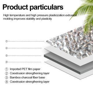 Waterproof Decorative Wall Panels Water Wave Pattern Bamboo Charcoal Wood Veneer