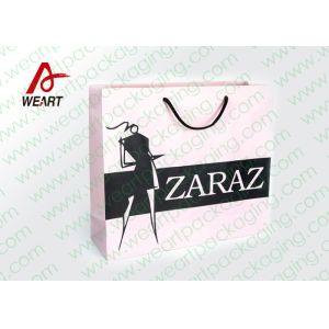 Pretty Custom Paper Shopping Bags With LOGO And Black PP Rope
