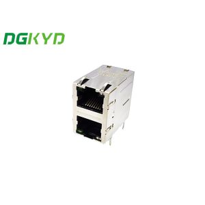 Cheap 2 Port Gigabit Ethernet Modular Jack RJ45 Connector 2x1 Offset St / JK With LED Ethernet Filter 10Pin for sale