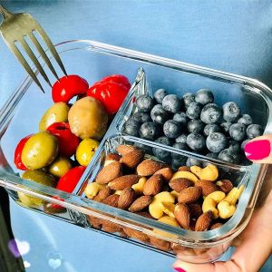 3 Compartment Heat Resistant Borosilicate Glass Charger Plates