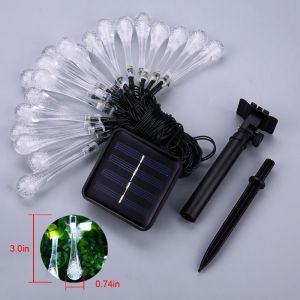 Solar Crystal String Lights with Dual Power Mode Sparkly for Garden Decor