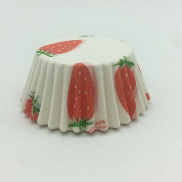 White And Red Greaseproof Cupcake Liners Disposable Baking Paper Cup Mini Strawberry Pattern